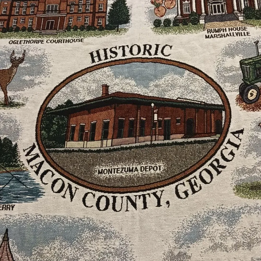 Farmhouse Georgia Historical Throw Blanket 62x48 Cottagecore Deer Scenery Rustic
